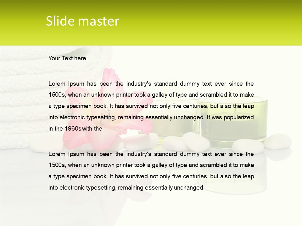 A Pink Flower Sitting On Top Of A Pile Of White Towels PowerPoint Template