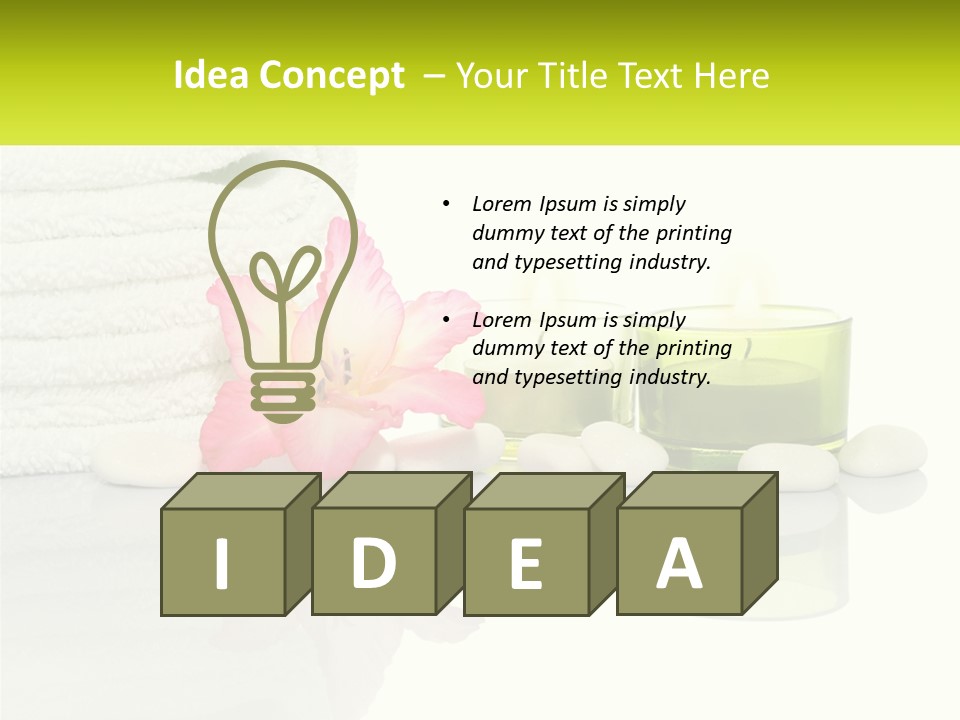 A Pink Flower Sitting On Top Of A Pile Of White Towels PowerPoint Template