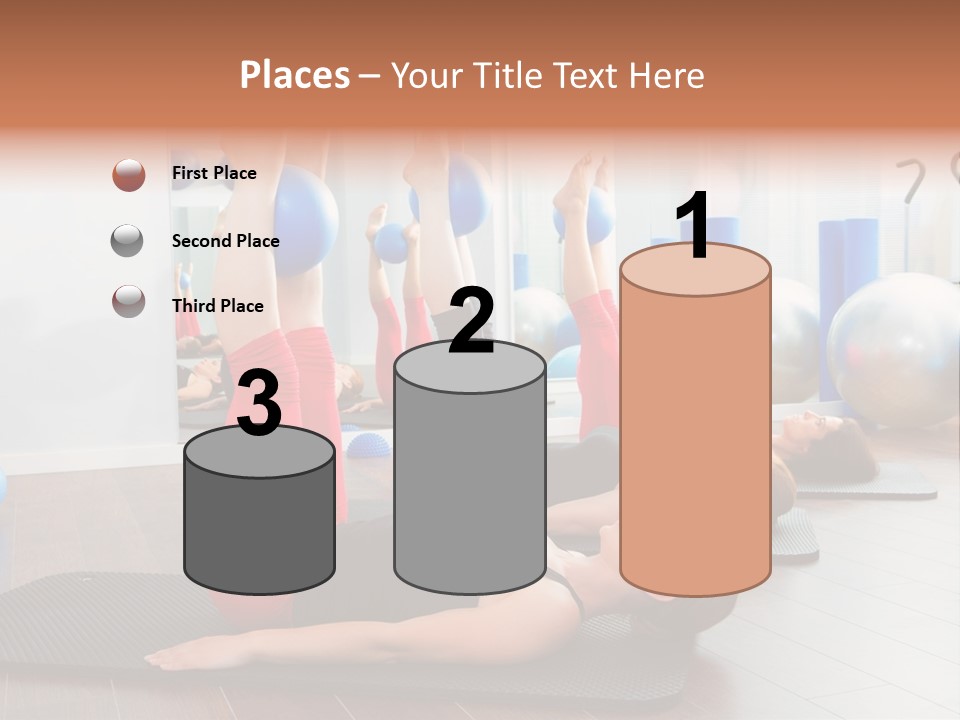 A Group Of Women Doing Yoga Exercises In A Gym PowerPoint Template