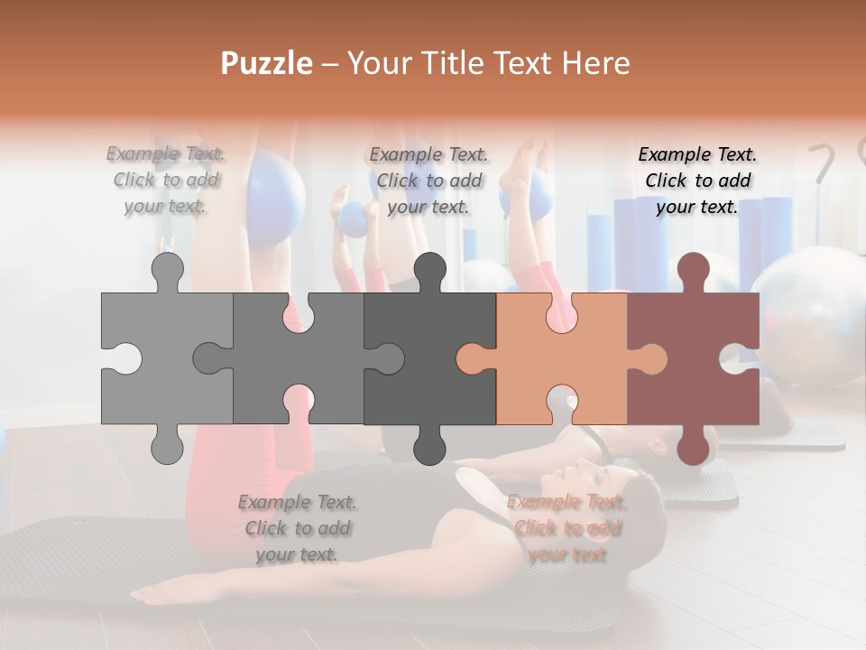 A Group Of Women Doing Yoga Exercises In A Gym PowerPoint Template