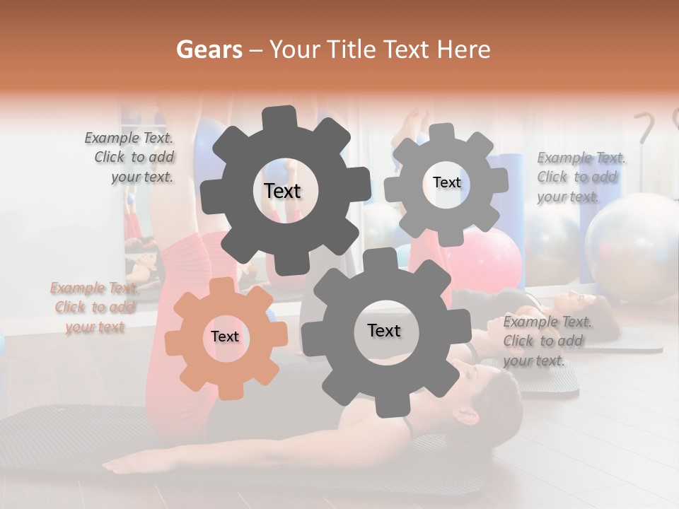 A Group Of Women Doing Yoga Exercises In A Gym PowerPoint Template