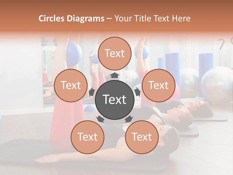 A Group Of Women Doing Yoga Exercises In A Gym PowerPoint Template