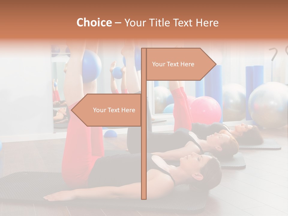A Group Of Women Doing Yoga Exercises In A Gym PowerPoint Template