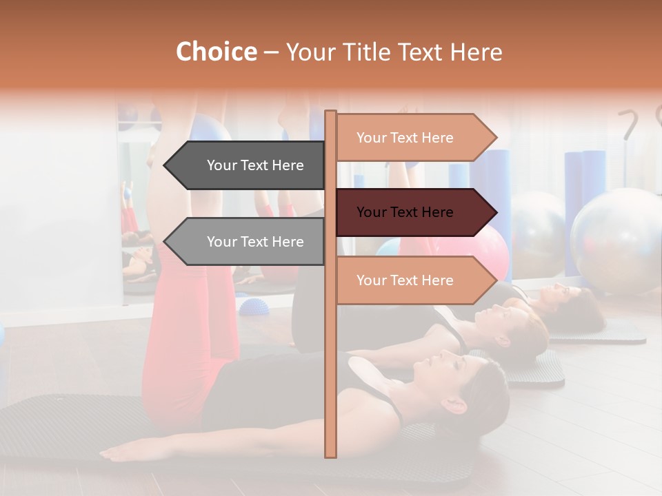A Group Of Women Doing Yoga Exercises In A Gym PowerPoint Template