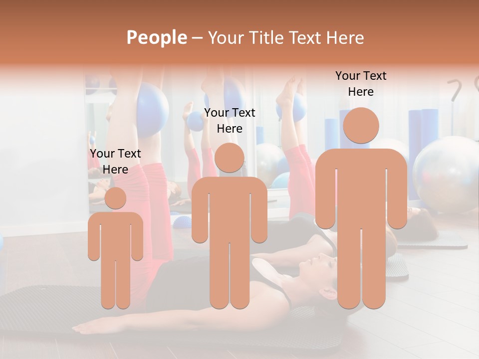 A Group Of Women Doing Yoga Exercises In A Gym PowerPoint Template