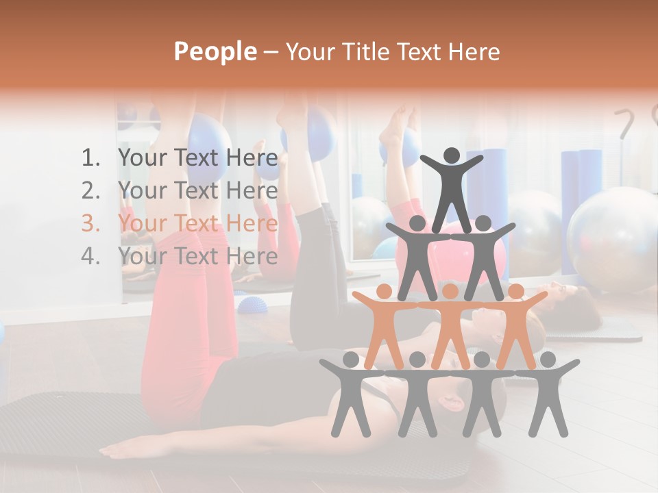 A Group Of Women Doing Yoga Exercises In A Gym PowerPoint Template