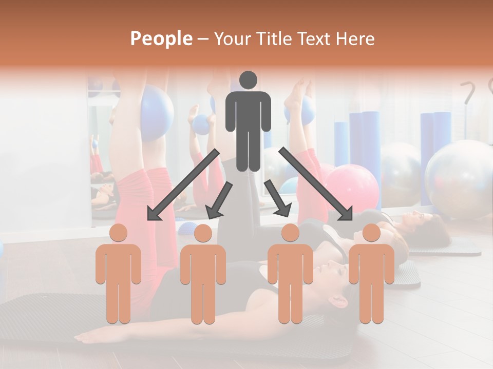 A Group Of Women Doing Yoga Exercises In A Gym PowerPoint Template