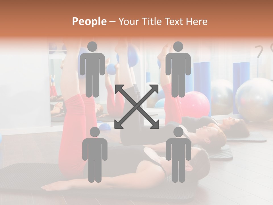 A Group Of Women Doing Yoga Exercises In A Gym PowerPoint Template