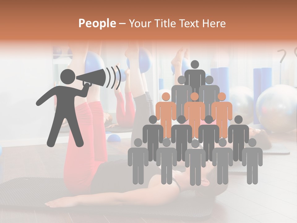 A Group Of Women Doing Yoga Exercises In A Gym PowerPoint Template