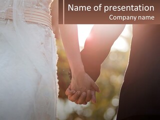 A Couple Holding Hands With The Sun Shining Behind Them PowerPoint Template