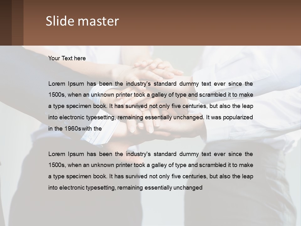 A Group Of People Putting Their Hands Together PowerPoint Template