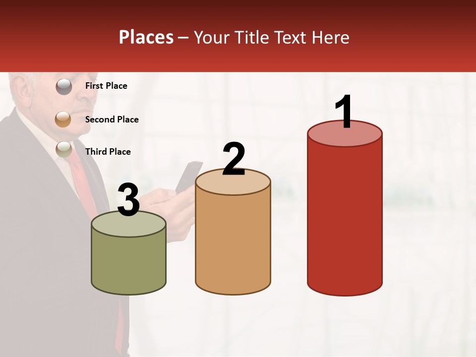 A Man In A Suit Holding A Cell Phone PowerPoint Template