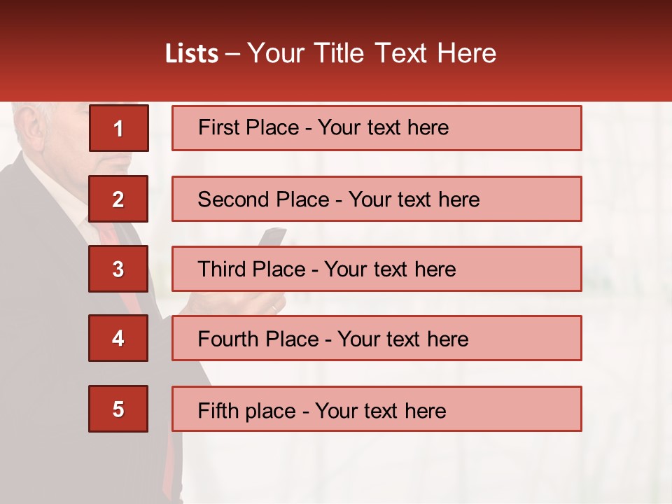 A Man In A Suit Holding A Cell Phone PowerPoint Template
