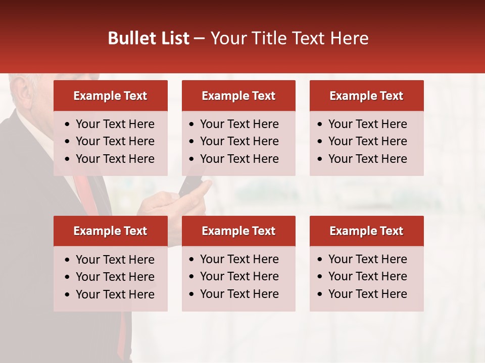 A Man In A Suit Holding A Cell Phone PowerPoint Template