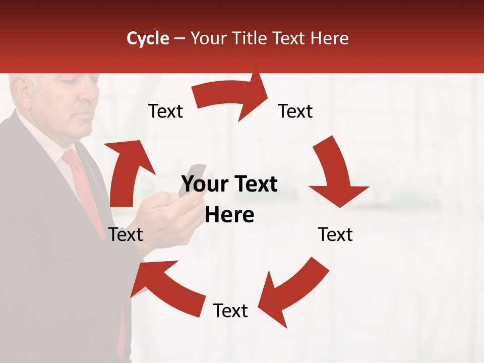 A Man In A Suit Holding A Cell Phone PowerPoint Template