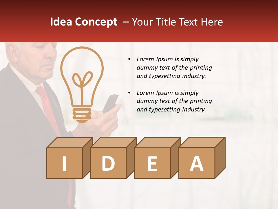 A Man In A Suit Holding A Cell Phone PowerPoint Template