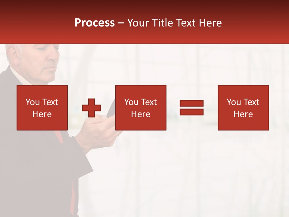 A Man In A Suit Holding A Cell Phone PowerPoint Template