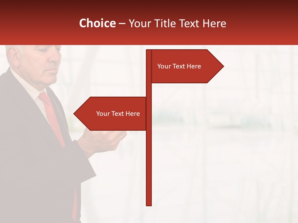 A Man In A Suit Holding A Cell Phone PowerPoint Template