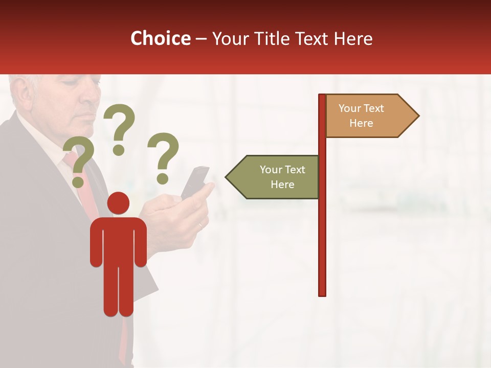 A Man In A Suit Holding A Cell Phone PowerPoint Template