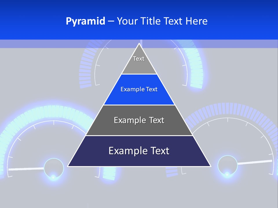 Three Speedometers On A Black Background With Blue Lights PowerPoint Template