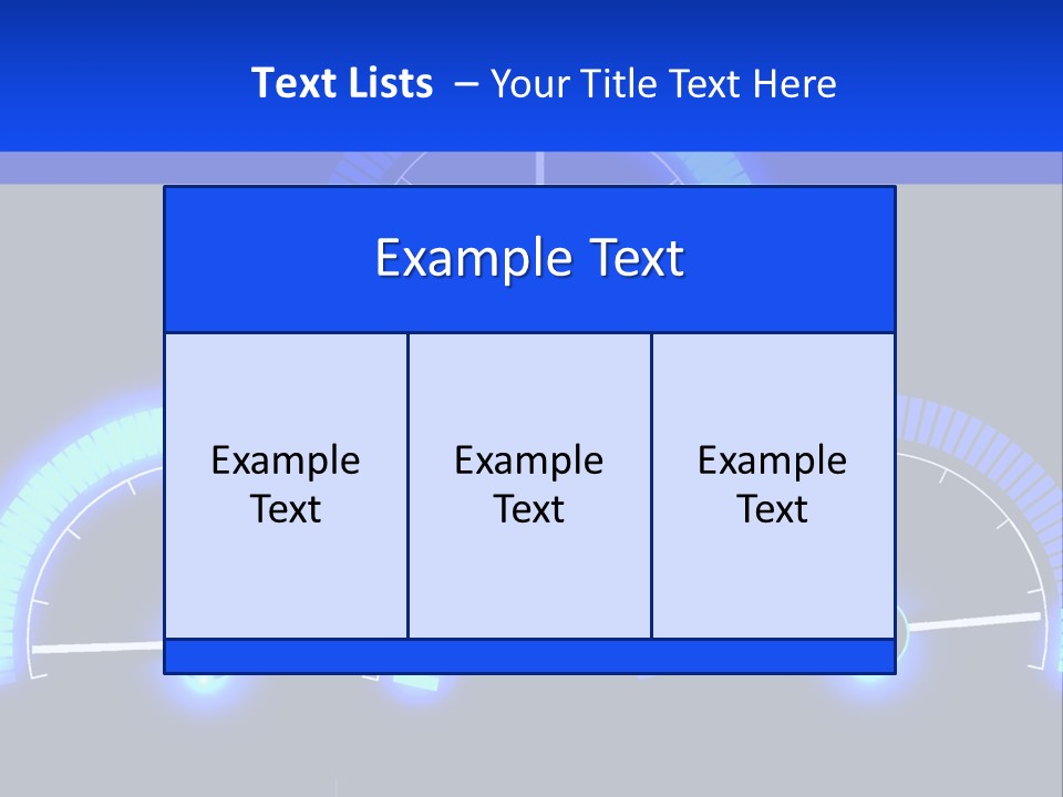 Three Speedometers On A Black Background With Blue Lights PowerPoint Template