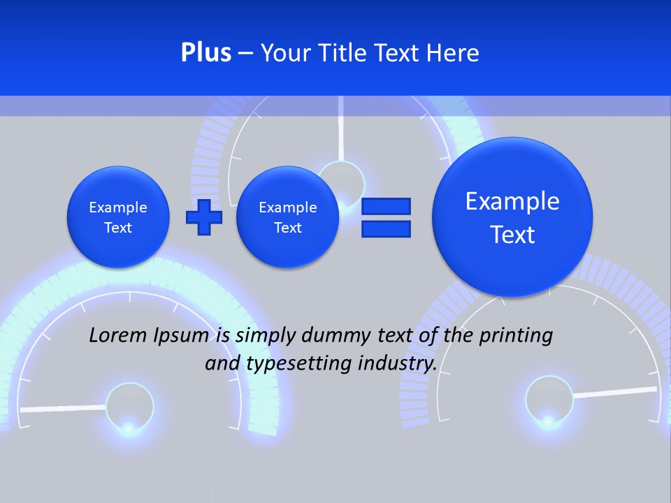 Three Speedometers On A Black Background With Blue Lights PowerPoint Template
