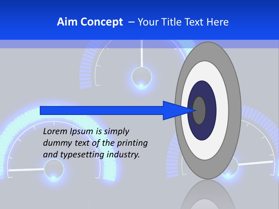 Three Speedometers On A Black Background With Blue Lights PowerPoint Template