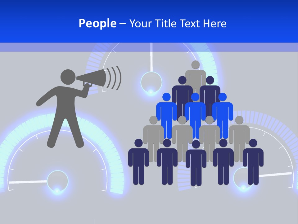Three Speedometers On A Black Background With Blue Lights PowerPoint Template
