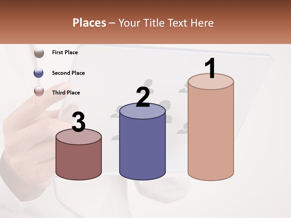 A Person Holding A Tablet With A Group Of People On It PowerPoint Template