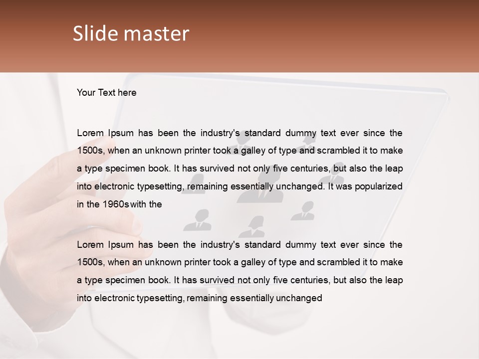 A Person Holding A Tablet With A Group Of People On It PowerPoint Template