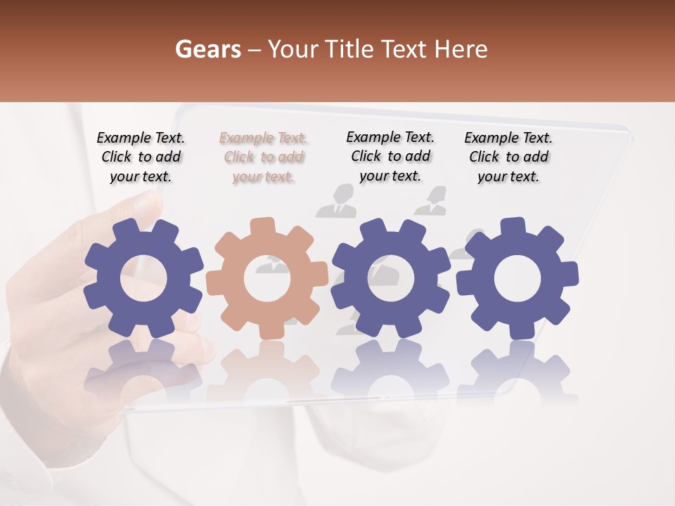 A Person Holding A Tablet With A Group Of People On It PowerPoint Template