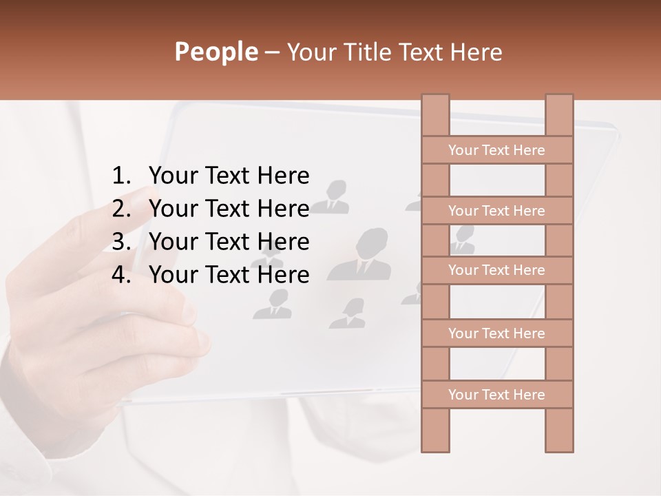 A Person Holding A Tablet With A Group Of People On It PowerPoint Template