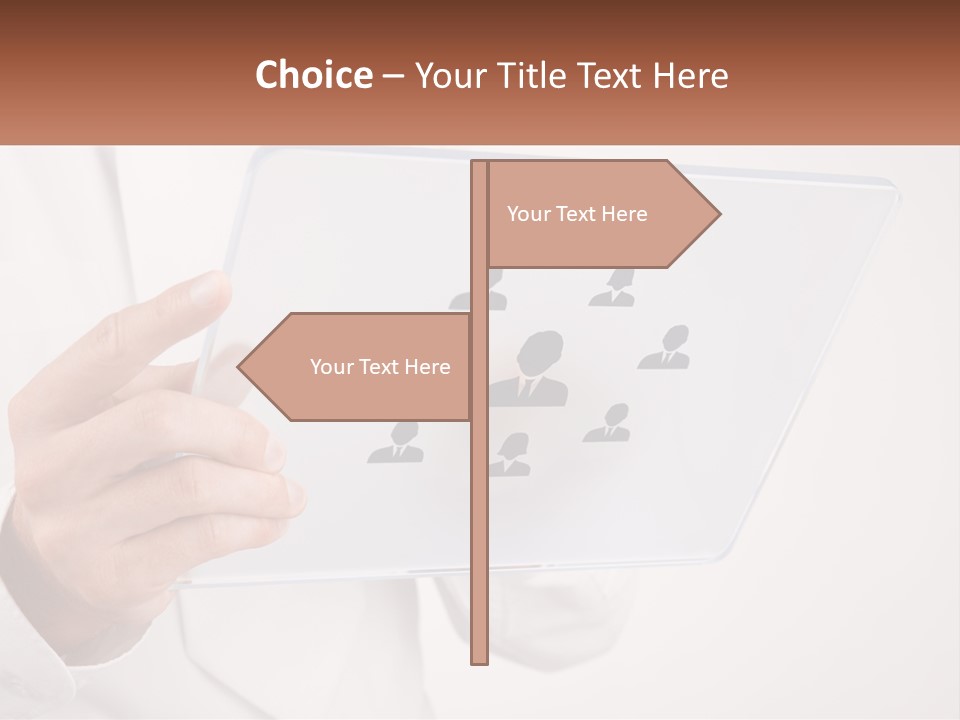 A Person Holding A Tablet With A Group Of People On It PowerPoint Template