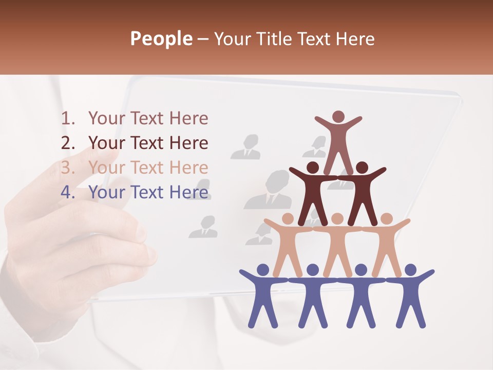 A Person Holding A Tablet With A Group Of People On It PowerPoint Template