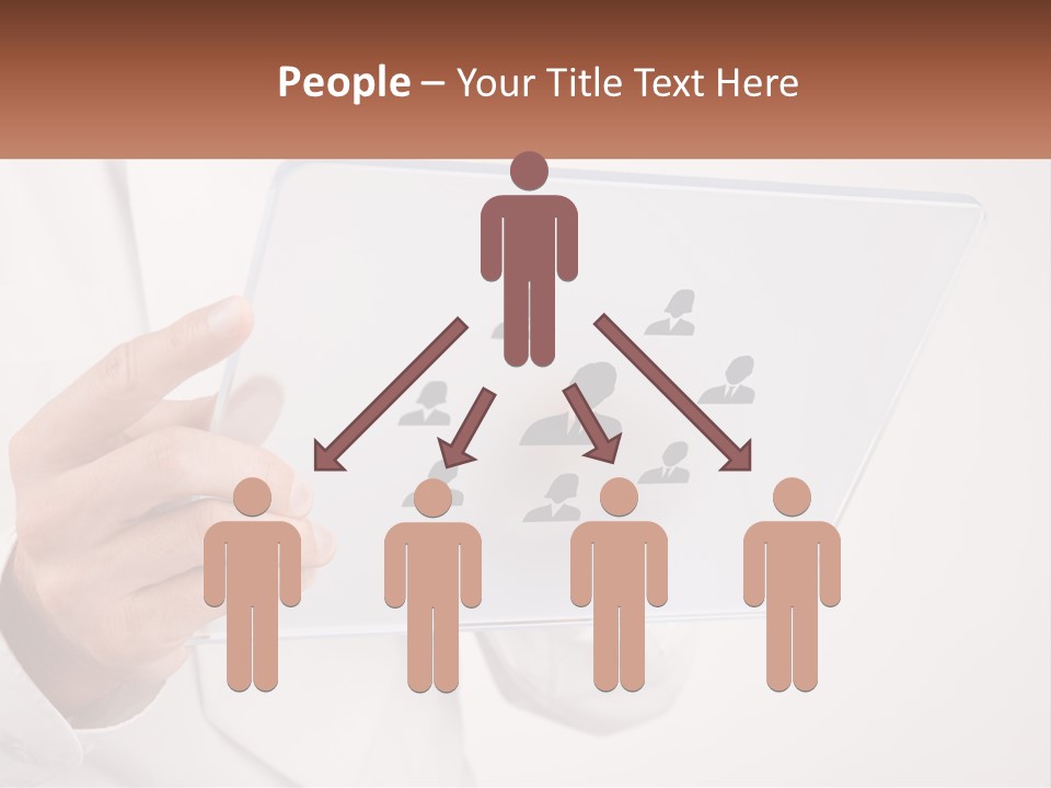 A Person Holding A Tablet With A Group Of People On It PowerPoint Template