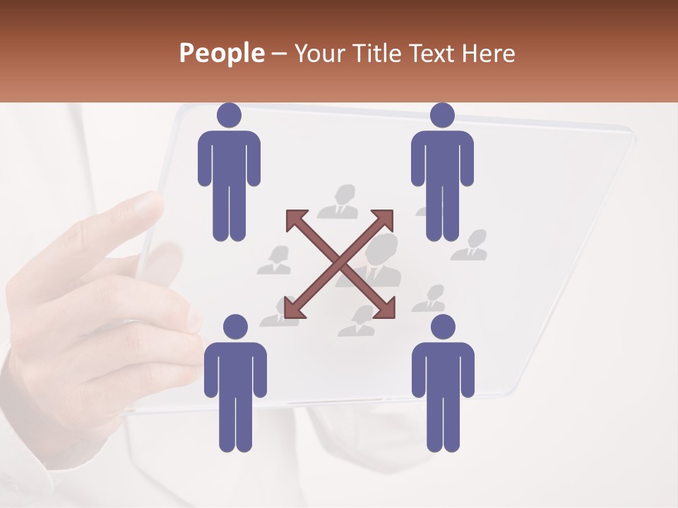 A Person Holding A Tablet With A Group Of People On It PowerPoint Template