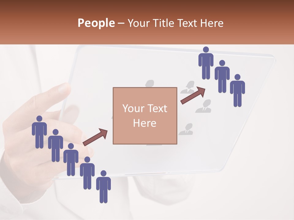 A Person Holding A Tablet With A Group Of People On It PowerPoint Template