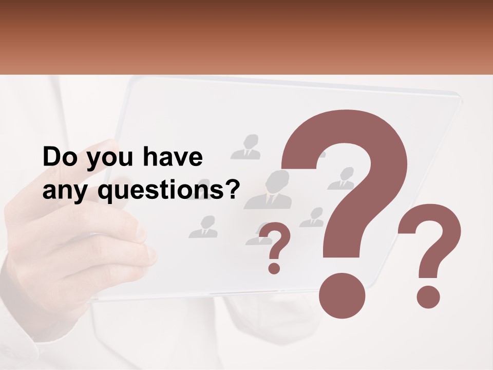 A Person Holding A Tablet With A Group Of People On It PowerPoint Template