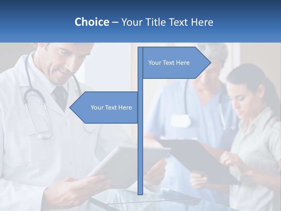 A Doctor Is Looking At Something On A Tablet PowerPoint Template