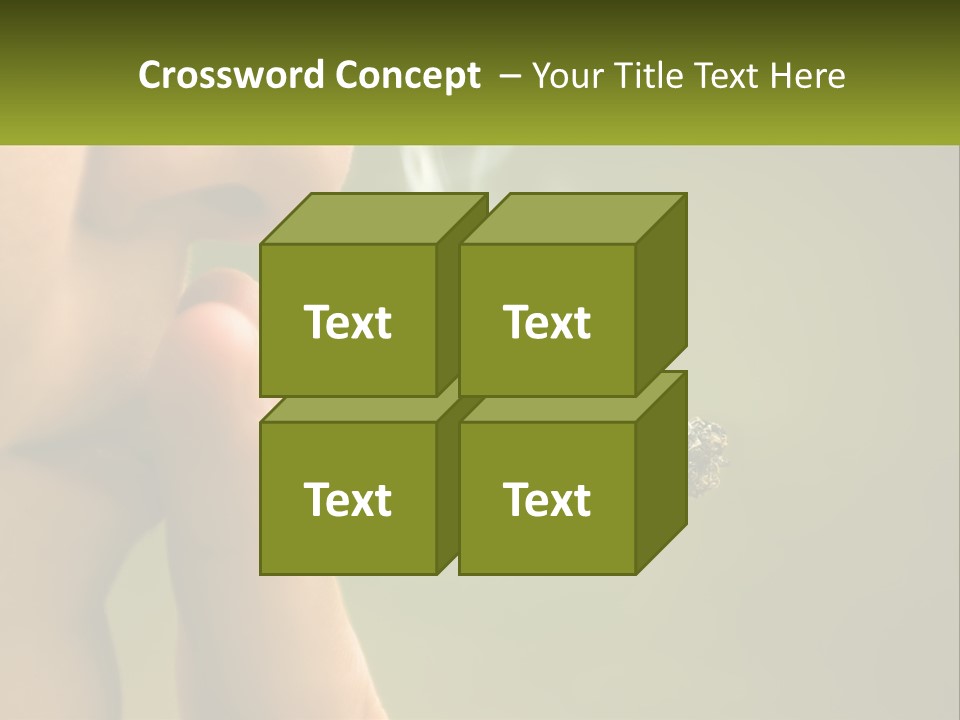 A Woman Smoking A Cigarette With A Green Background PowerPoint Template