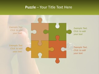A Woman Smoking A Cigarette With A Green Background PowerPoint Template
