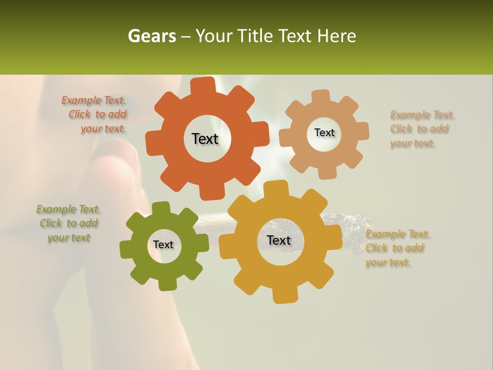 A Woman Smoking A Cigarette With A Green Background PowerPoint Template