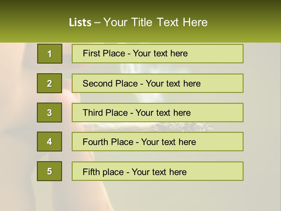 A Woman Smoking A Cigarette With A Green Background PowerPoint Template