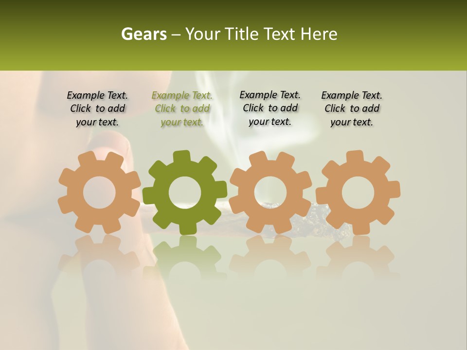 A Woman Smoking A Cigarette With A Green Background PowerPoint Template