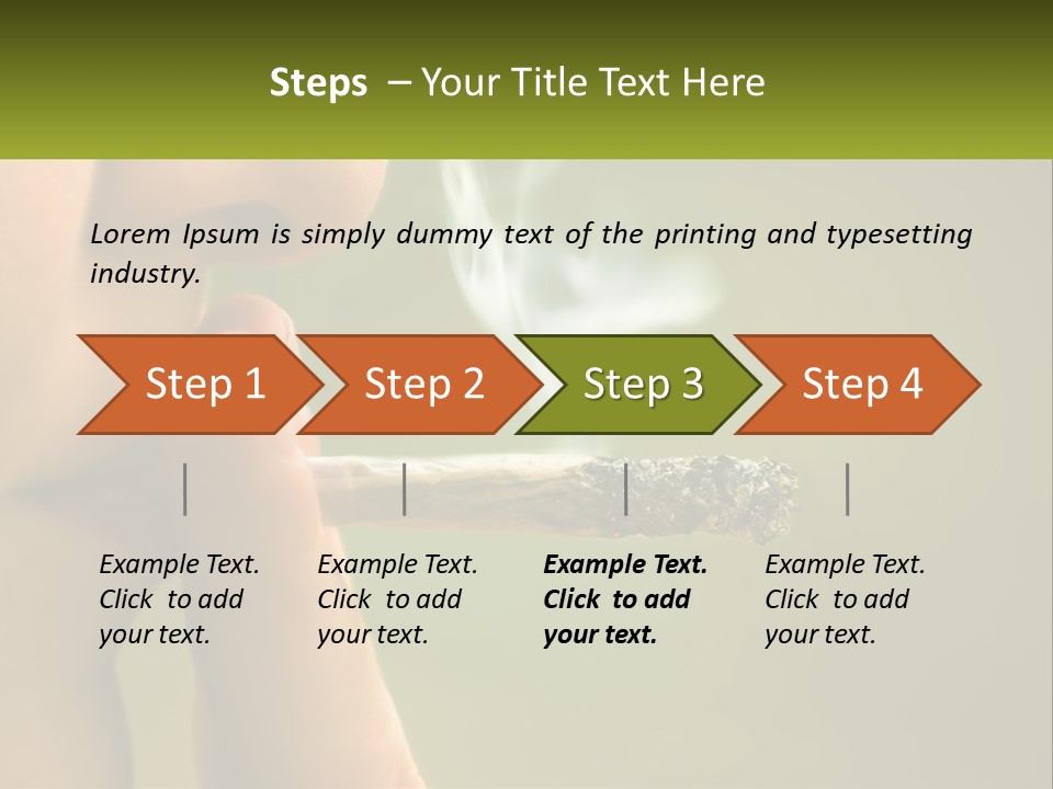 A Woman Smoking A Cigarette With A Green Background PowerPoint Template
