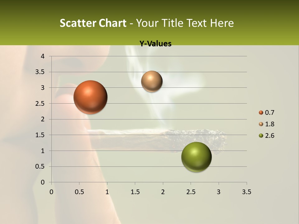 A Woman Smoking A Cigarette With A Green Background PowerPoint Template