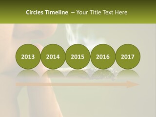 A Woman Smoking A Cigarette With A Green Background PowerPoint Template