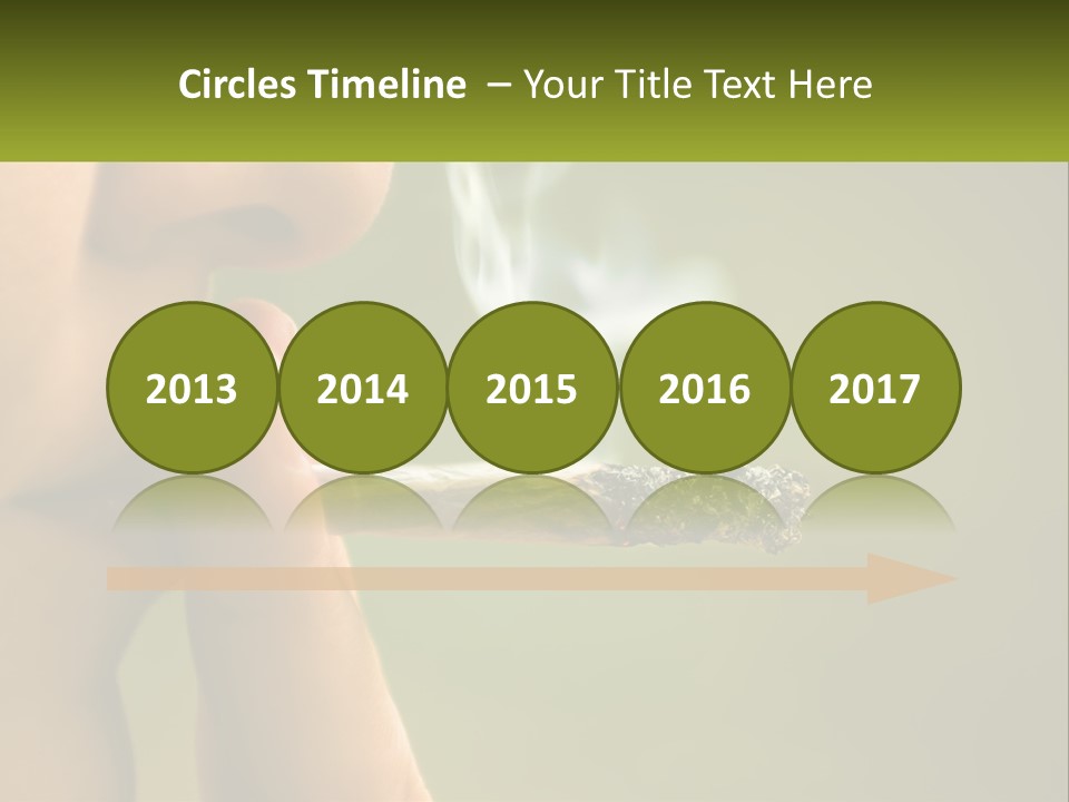 A Woman Smoking A Cigarette With A Green Background PowerPoint Template