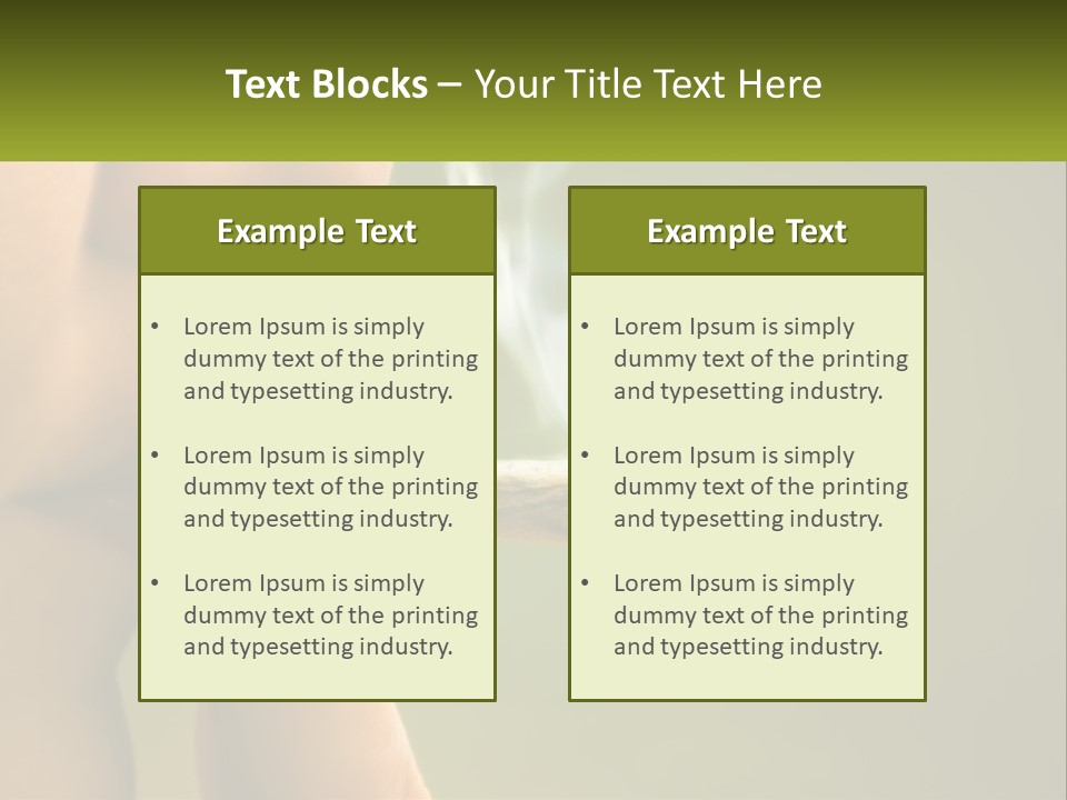 A Woman Smoking A Cigarette With A Green Background PowerPoint Template