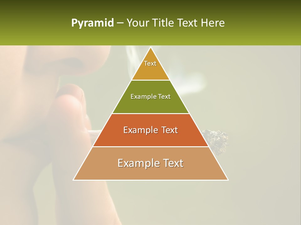 A Woman Smoking A Cigarette With A Green Background PowerPoint Template